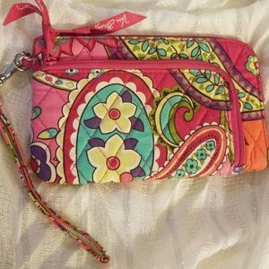 EUC - Vera Bradley Double-Zip Wristlet - Pink Swirls
